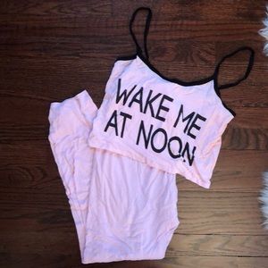 Cropped Pajama tank top and pants set